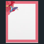 En-tête De Lettre Colibri bleu et vert<br><div class="desc">Ce papier à en-tête coloré présente ma peinture d'un colibri bleu et vert en vol se nourrissant d'un Hibiscus rouge contre un arrière - plan blanc uni à la bordure correspondante. Parfait pour ajouter du style et un soupçon d'exotisme à vos lettres</div>
