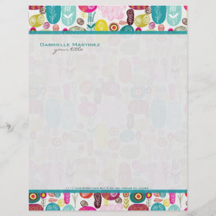 En-tête De Lettre Coloré Simple Main Tirée Fleurs Rétro Motif 2