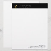 En-tête De Lettre commerce immobilier noir et blanc élégant (Devant / Derrière)