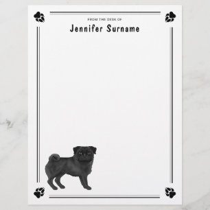 En-tête De Lettre Conception de race de chien Mops noir Pug Chien mi