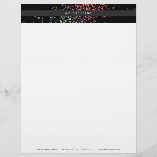 En-tête De Lettre Confetti Bokeh coloré sur Black Modern (Devant)