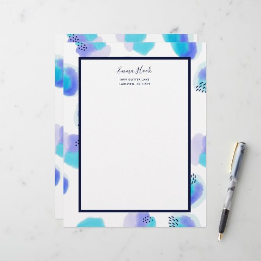 En-tête de lettre contours d'aquarelle (Devant/Arrière en situation)