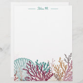 En-tête De Lettre Coquille de pétoncle bleu et corail (Devant / Derrière)