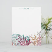 En-tête De Lettre Coquille de pétoncle bleu et corail (Debout devant)