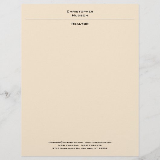 En-tête De Lettre Couleur Champagne Professionnelle Simple Plaque (Devant)