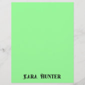 En-tête De Lettre Couleur de menthe néon | Script personnalisé noir  (Devant)