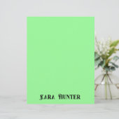 En-tête De Lettre Couleur de menthe néon | Script personnalisé noir  (Debout devant)