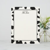 En-tête De Lettre Cow Print Pattern Black and White Personalized (Debout devant)