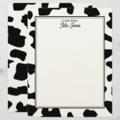 En-tête De Lettre Cow Print Pattern Black and White Personalized (Devant / Derrière)