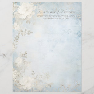 En-tête De Lettre Créez vos propres fleurs blanches shabby chic bleu