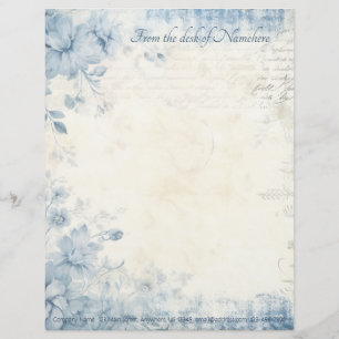 En-tête De Lettre Créez vos propres fleurs bleues shabby chic ivoire