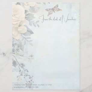 En-tête De Lettre Créez vos propres roses blanches shabby chic bleue