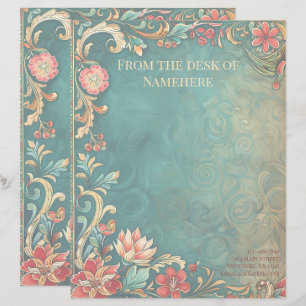 En-tête De Lettre Créez Votre Propre Art Nouveau Floral Multicolore