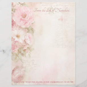 En-tête De Lettre Créez votre propre éphemère de roses blanches rose