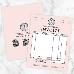 En-tête De Lettre Créez votre propre facture rose avec le logo QR Co