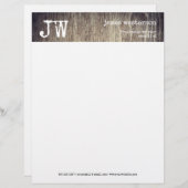En-tête De Lettre Cru en bois rustique de monogramme simple d'auteur (Devant / Derrière)