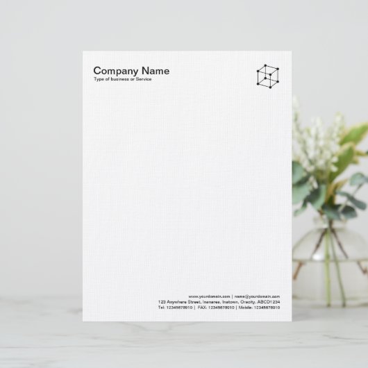 En-tête De Lettre Cube moléculaire - Noir sur Blanc (Debout devant)