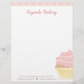 En-tête De Lettre Cupcake rose avec en-tête rayures (Devant)