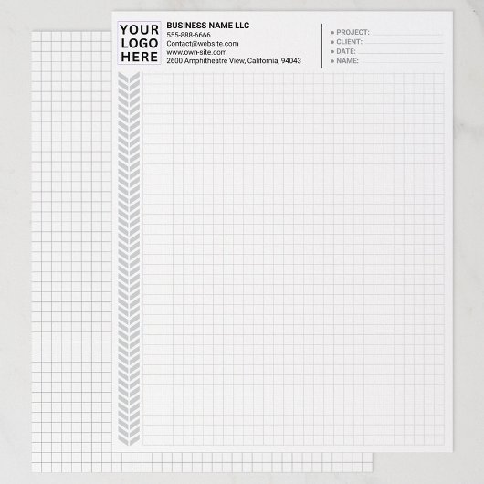 En-tête De Lettre Custom Company Name & Logo | Graph Paper Sheets 