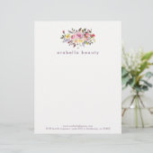 En-tête De Lettre Customisable Aquarelle moderne florale avec la raison sociale (Debout devant)