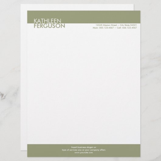 En-tête De Lettre Customisable Blocage vert à deux tons (Devant / Derrière)