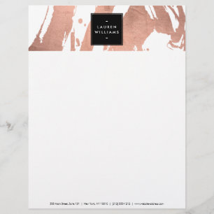 En-tête De Lettre Customisable Brochures Abstraites Rose or sur blanc