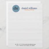 En-tête De Lettre Customisable Cercle bleu moderne et blanc minimal (Devant / Derrière)