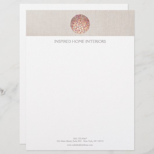 En-tête De Lettre Customisable Cercles d'or et Confetti (Devant / Derrière)