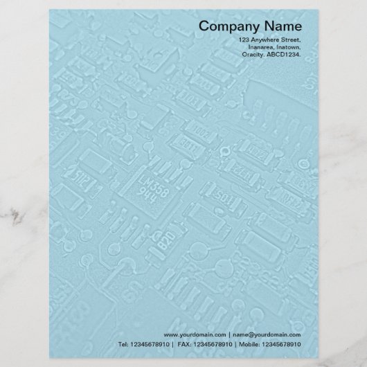 En-tête De Lettre Customisable Circuitrie - Bleu (Devant)