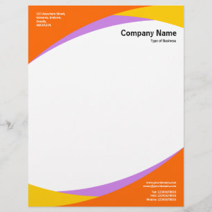En-tête De Lettre Customisable Courbes v2 - orange, ambre et violet