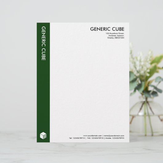 En-tête De Lettre Customisable Cube générique - Vert foncé (Debout devant)
