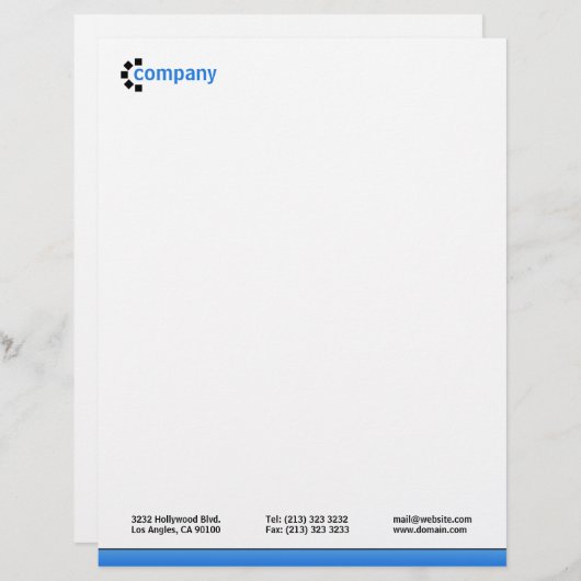 En-tête De Lettre Customisable Dégradé bleu en bas (Devant / Derrière)