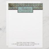 En-tête De Lettre Customisable Design d'intérieur de brun bleu de turquoise de (Devant / Derrière)