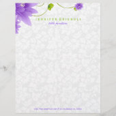 En-tête De Lettre Customisable Design Floral Violet Blanc Et Vert (Devant)