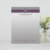 En-tête De Lettre Customisable Eggplant Fleur de Lis grise moderne (Debout devant)