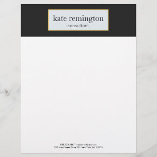 En-tête De Lettre Customisable Élégante plaque sur Black Professional