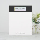 En-tête De Lettre Customisable Élégante plaque sur Black Professional (Debout devant)