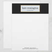 En-tête De Lettre Customisable Élégante plaque sur Black Professional (Devant / Derrière)
