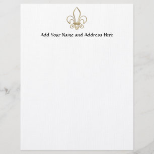 En-tête De Lettre Customisable Fleur de lis "3-D" d'or