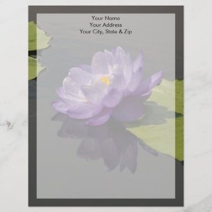 En-tête De Lettre Customisable Fleur Nénuphar bleu violet Lotus