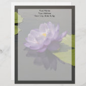 En-tête De Lettre Customisable Fleur Nénuphar bleu violet Lotus (Devant / Derrière)