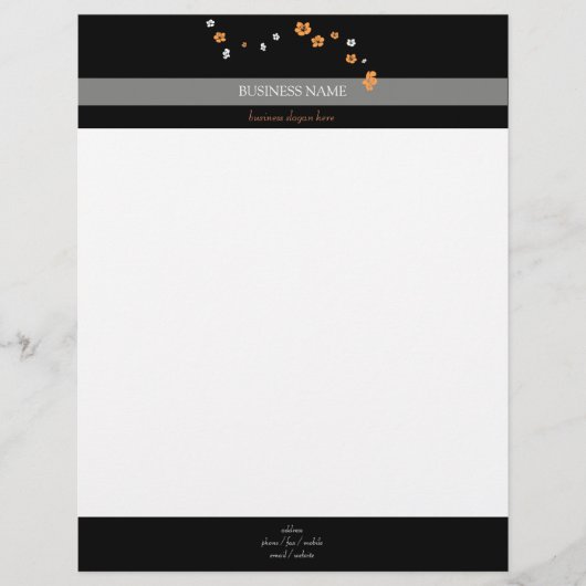 En-tête De Lettre Customisable Fleurs blanches orange élégantes (Devant)