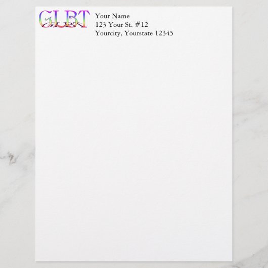 En-tête De Lettre Customisable GLBT Support Rainbow Text (Devant)