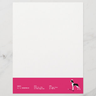 En-tête De Lettre Customisable Grand Danois sophistiqué sur fond rose