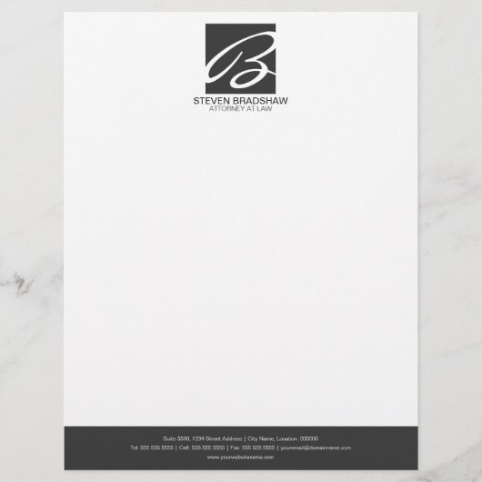 En-tête De Lettre Customisable Gris monographique professionnel (Devant)