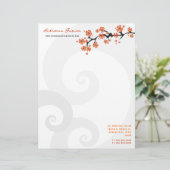 En-tête De Lettre Customisable Hibiscus Orange Tropical Fleur Fusion Gris Fils (Debout devant)