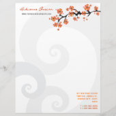 En-tête De Lettre Customisable Hibiscus Orange Tropical Fleur Fusion Gris Fils (Devant)