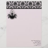 En-tête De Lettre Customisable Mode Diva 3 rose Framboise Monogramme Damas (Devant)