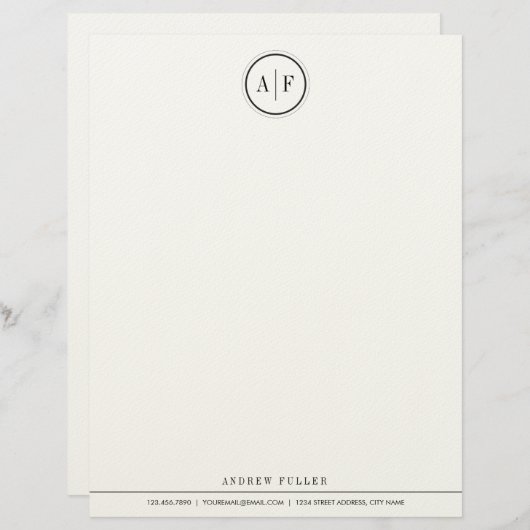 En-tête De Lettre Customisable Monogramme classique (Devant / Derrière)