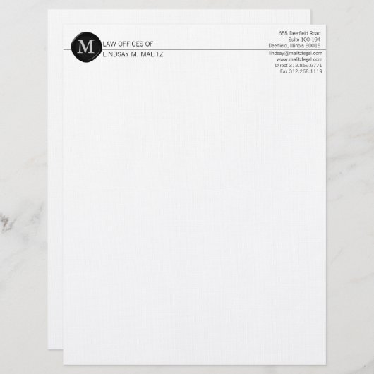 En-tête De Lettre Customisable monogramme en-têtes (Devant / Derrière)